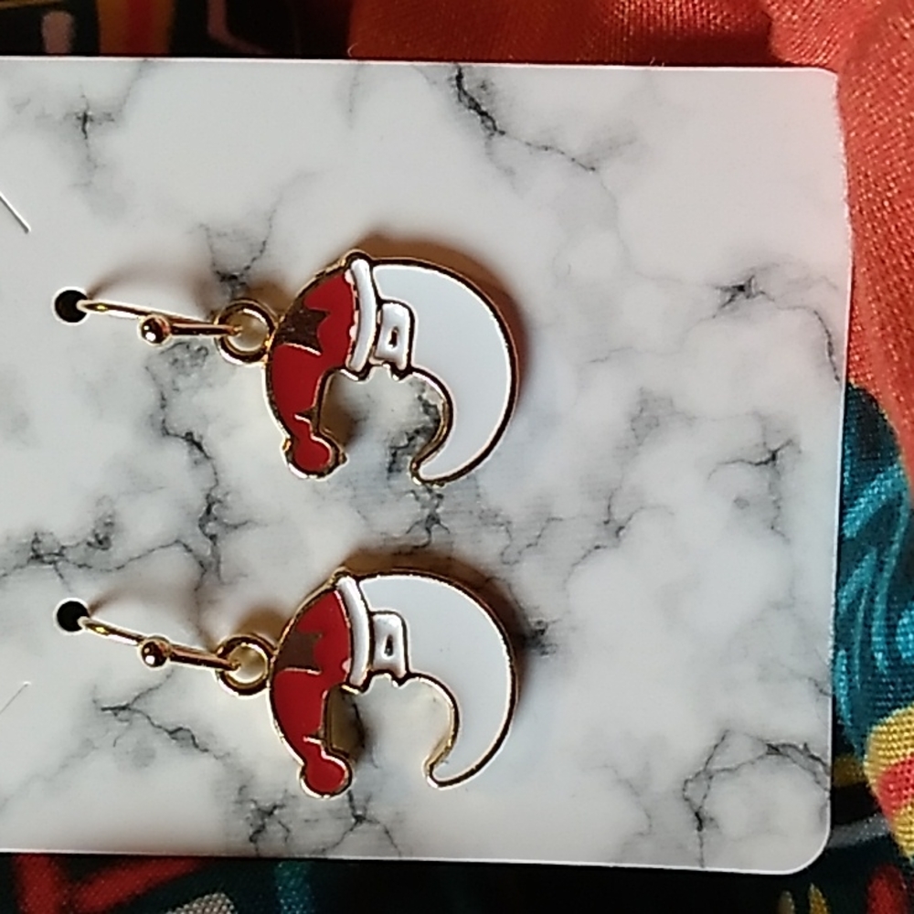 Hypoallergenic earrings Christmas Moon Earrings. .5 x 3/4 inches